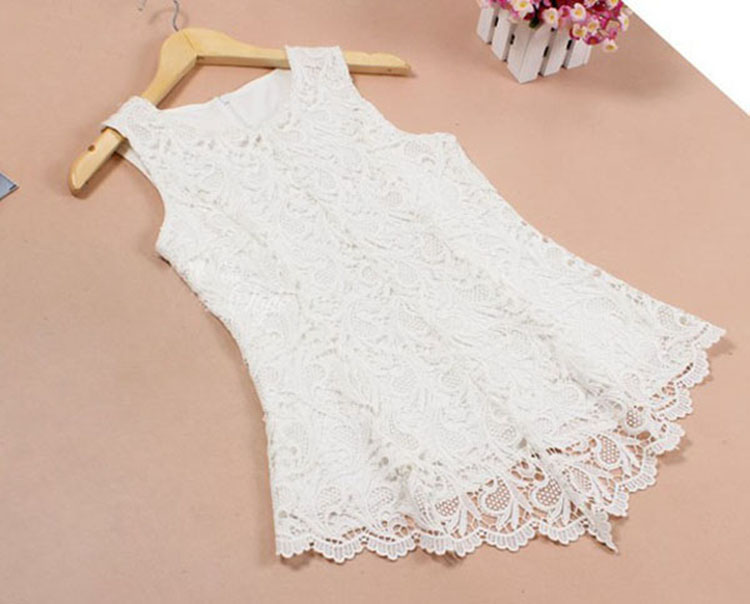 2014 Popular Style Women's Sleeveless Crew Collar Lace Peplum Blouse Top Vest Shirts For Women's Clothing