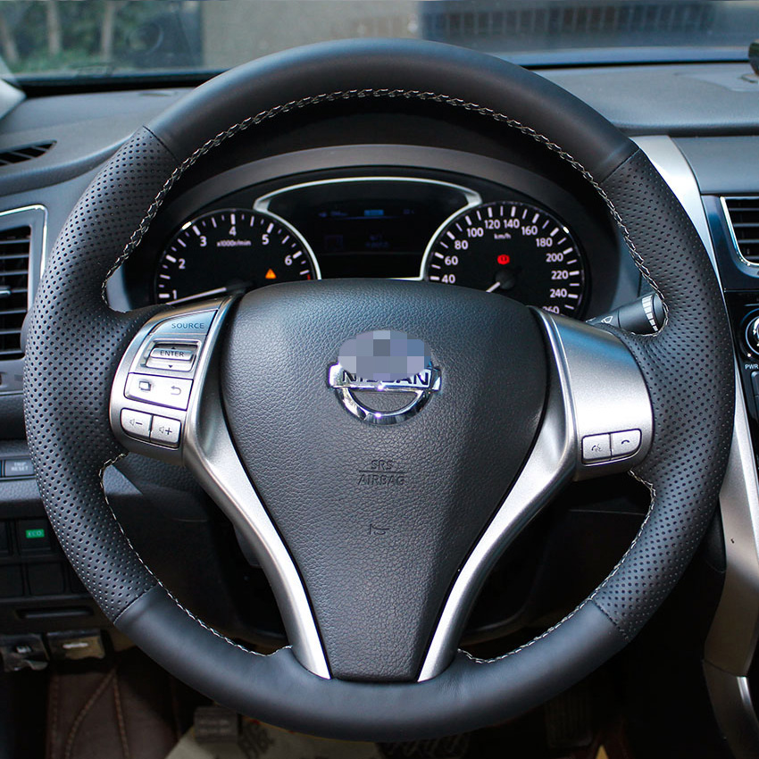 Steering wheel cover Case for NISSAN TEANA 2013 X-TRAIL 2014 Genuine leather DIY Car styling Interior decoration Leather cover