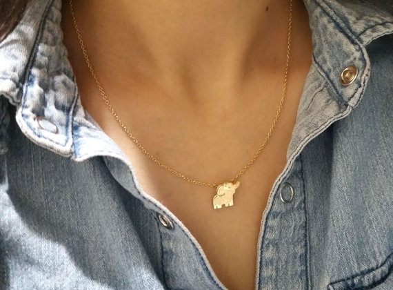 30PCS- N028 Cute Tiny Baby Elephant Necklace Small Lucky Elephant Necklaces Lovely Cartoon Animal Necklaces for Birthday Gifts