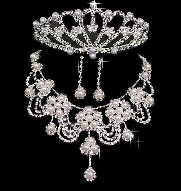 Bridal Jewelry sets wedding accessories chain crown three suits wedding tiara bridal necklace set necklace Beautiful Hair Accessories HT020