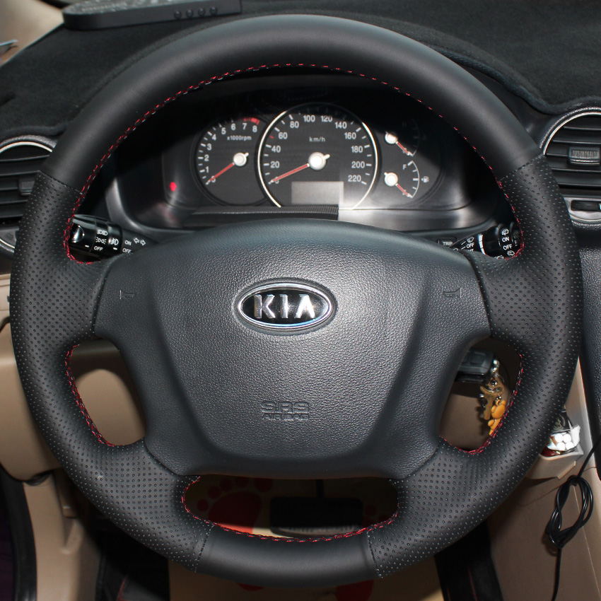 Case for KIA Carens Steering wheel cover special car Genuine leather DIY Hand-stitch Car styling Interior decoration