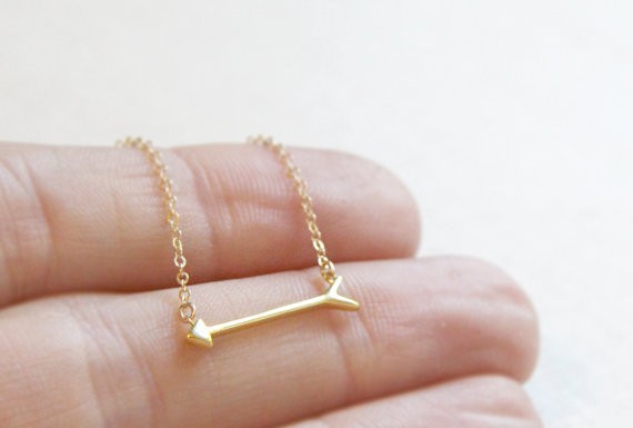 10PCS- N067 Gold Silver Simple Tiny Horizontal Arrow Necklaces for Men Cute Long Arrow Necklace Stick Necklace Jewelry for Women