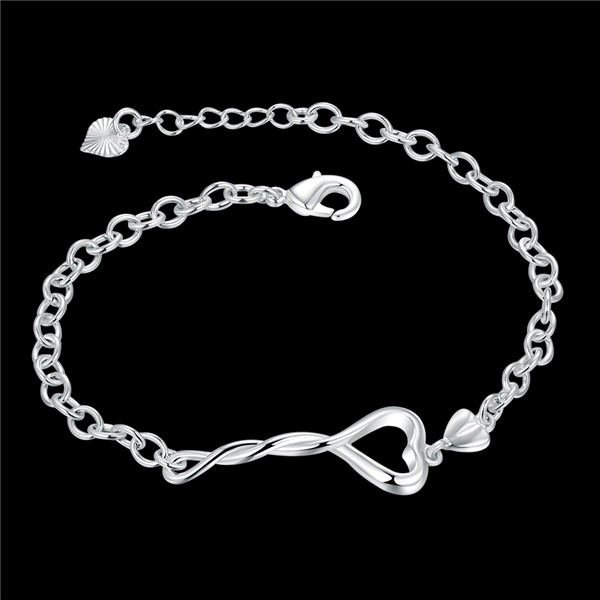 Hot christmas sale 925 silver Heart Feather Bracelet DFMCH365, Brand new fashion 925 sterling silver plated Chain link bracelets high grade