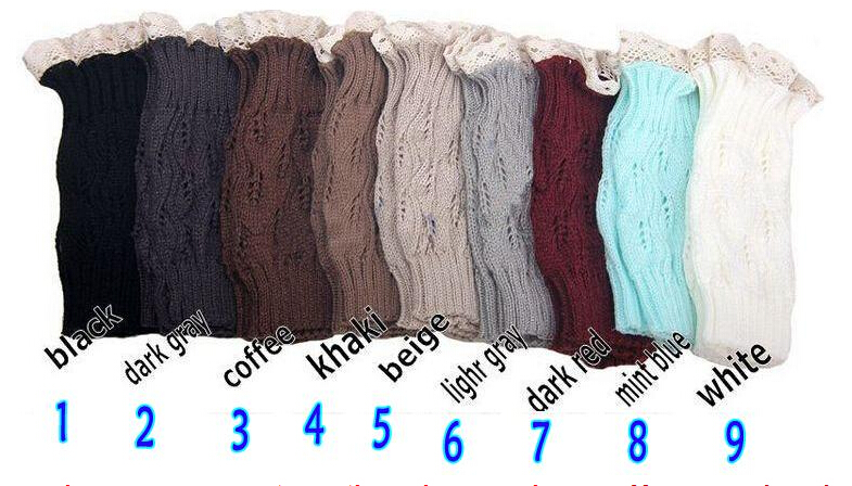 Fashion Women Girl Leg Warmers Hosiery Stockings Crochet Knit button white Lace trim Boots socks Cuff Leggings Tight 9colors gift