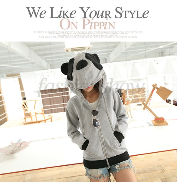 Wholesale 2014 Hot Fashion Women's hoody warm cute Panda Hoodie Outerwear Jacket Sweatshirt B19 SV007946