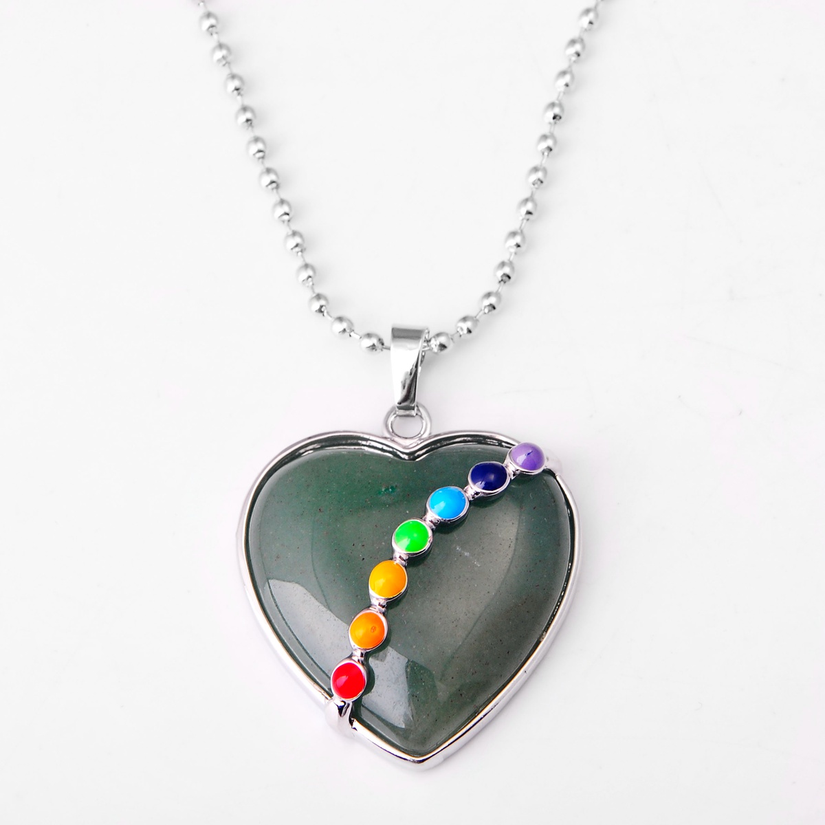 Heart-shaped ring face with 7-color heart-shaped gemstone pendant necklace European and American women popular models