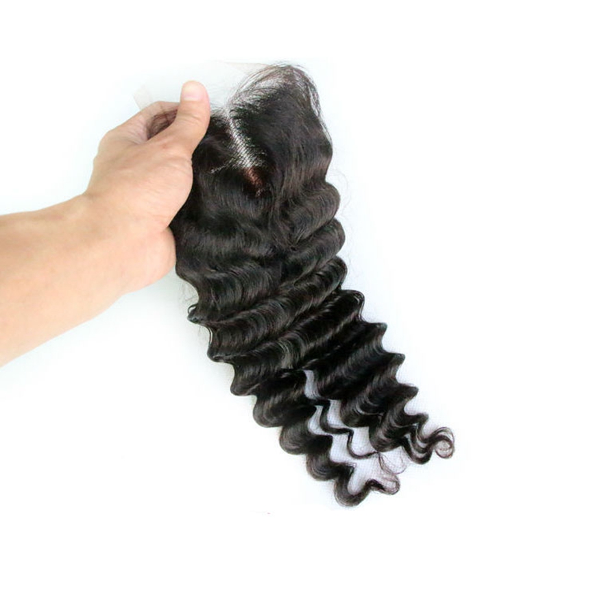 Free shipping Deep Wave 4x4 Top Lace Closure 100% Human Hair Natural Hairline Pre Plucked Closures