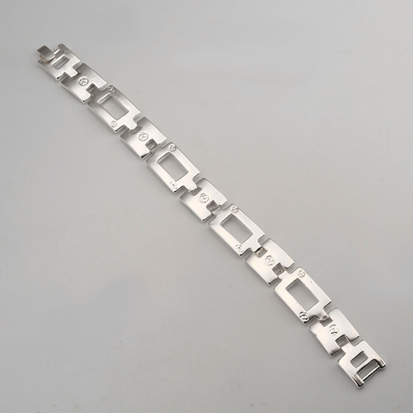 Hot sale gift 925 silver Hollow Wide Strap Bracelet-Men DFMCH343,Brand new fashion 925 sterling silver Chain link bracelets high grade