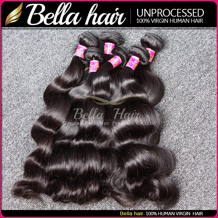 Bella Hair 8A Peruvian Human Hair Weave Natural Black Color Body Wave Double Weft Bundles