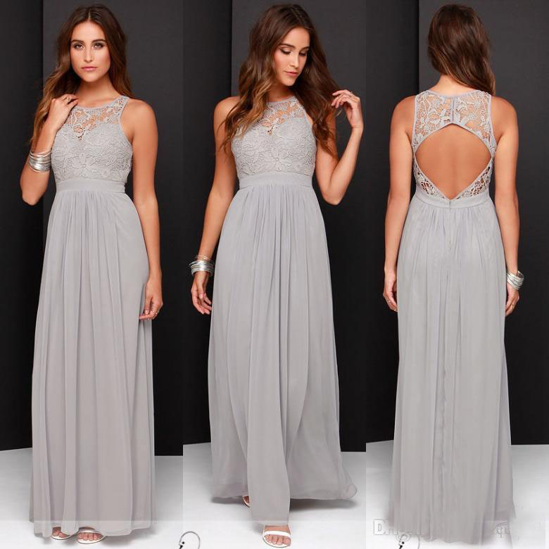 2018 Hot Sale Gray Chiffon Lace Bridesmaid Dresses For Bridal Party Backless Maid Of Honor Gowns Cheap Formal Wear
2018 Hot Sale Gray Chiffon Lace Bridesmaid Dresses For Bridal Party Backless Maid Of Honor Gowns Cheap Formal Wear