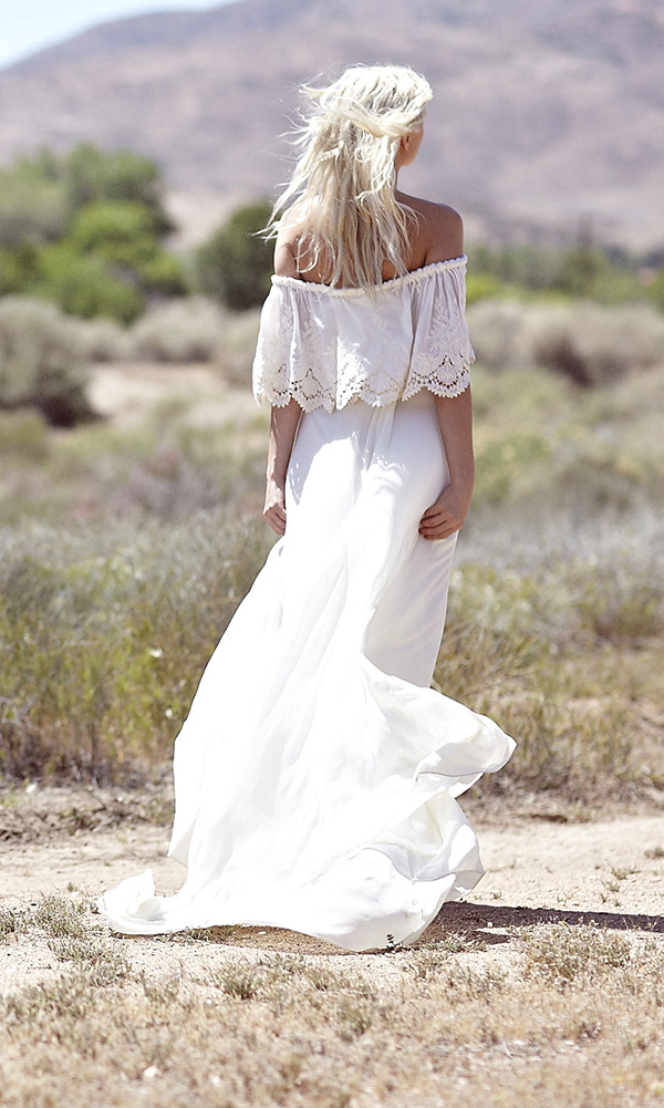 Chiffon And Lace Off Shoulder A Line Bohemian Wedding Dresses 2015 Spring Half Sleeve Back Zip Court Train Dress For Country Wedding EN6037