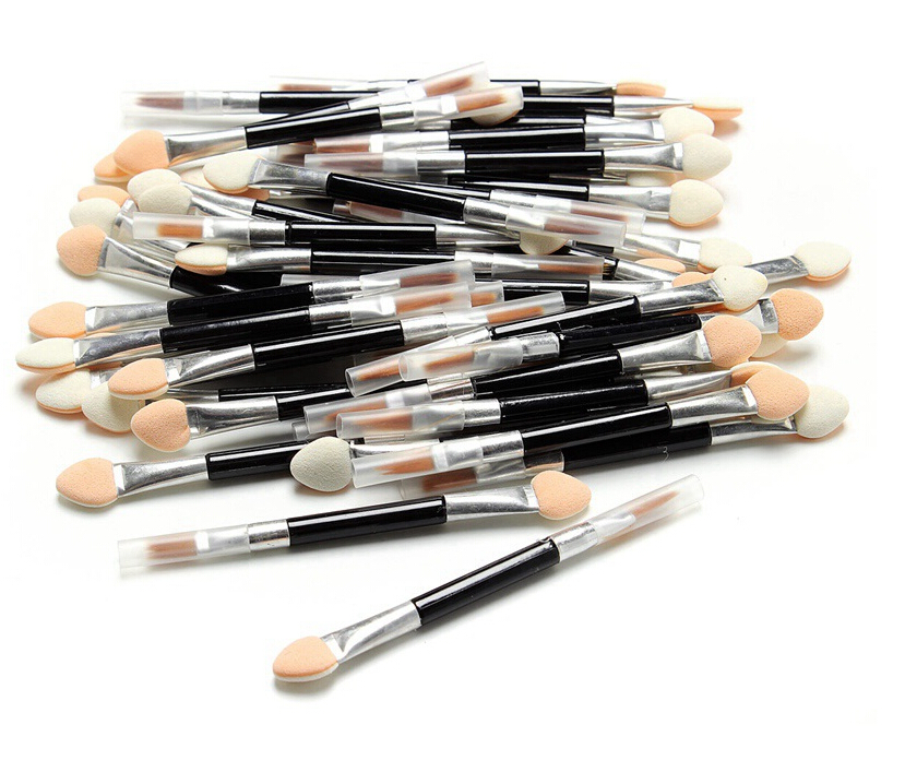 New 50 Pcs/ set Applicator Double-Ended Cosmetic Brushes Women Makeup Eyeshadow Eyeliner Sponge Lip Brush Set Disposable