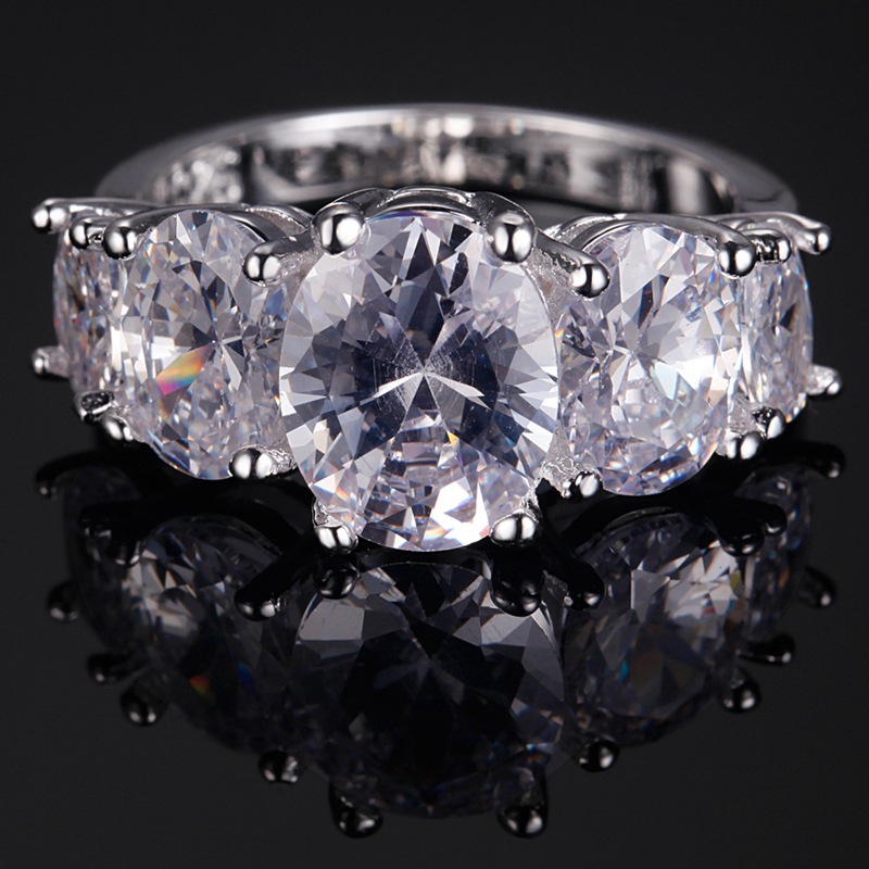 925 Sterling Silver Ring Diamond Ring - five stone ring