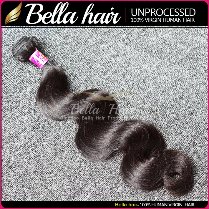Bella Hair 8A Peruvian Human Hair Weave Natural Black Color Body Wave Double Weft Bundles