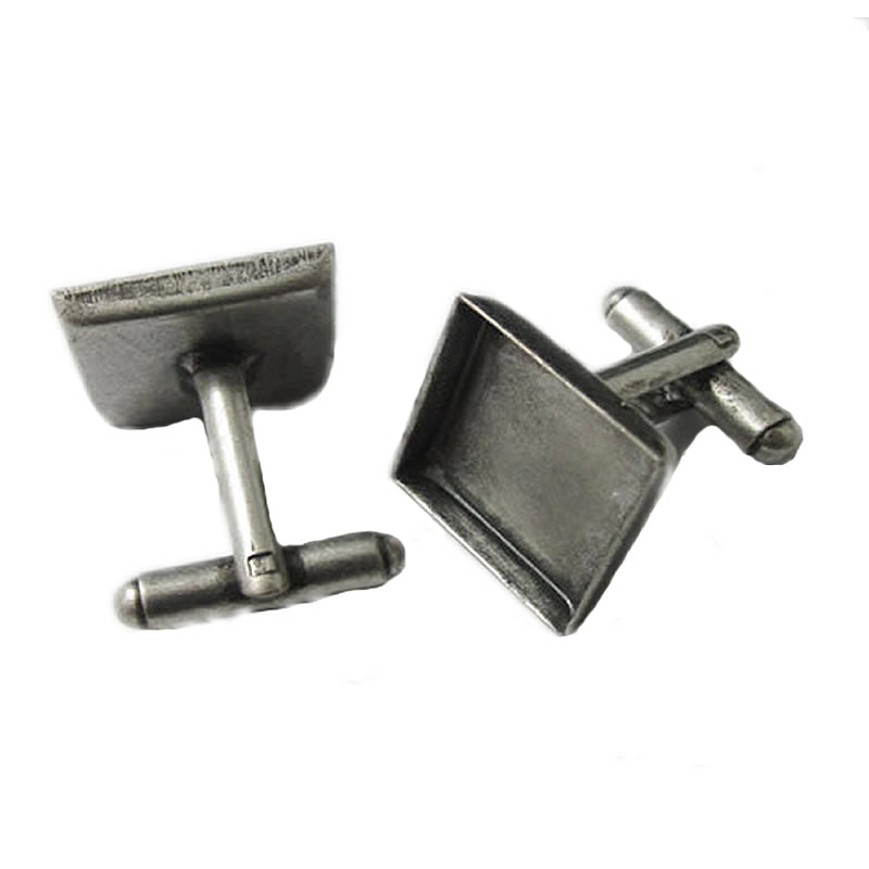 Beadsnice cufflink parts with 18mm square bezel setting for your cuff link making brass ID 10040