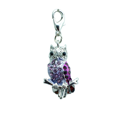 Hot Sale Fashion Floating Charms Lobster Clasp 5 Color Rhinestone Owl Charms DIY Accessories Jewelry Mix Order