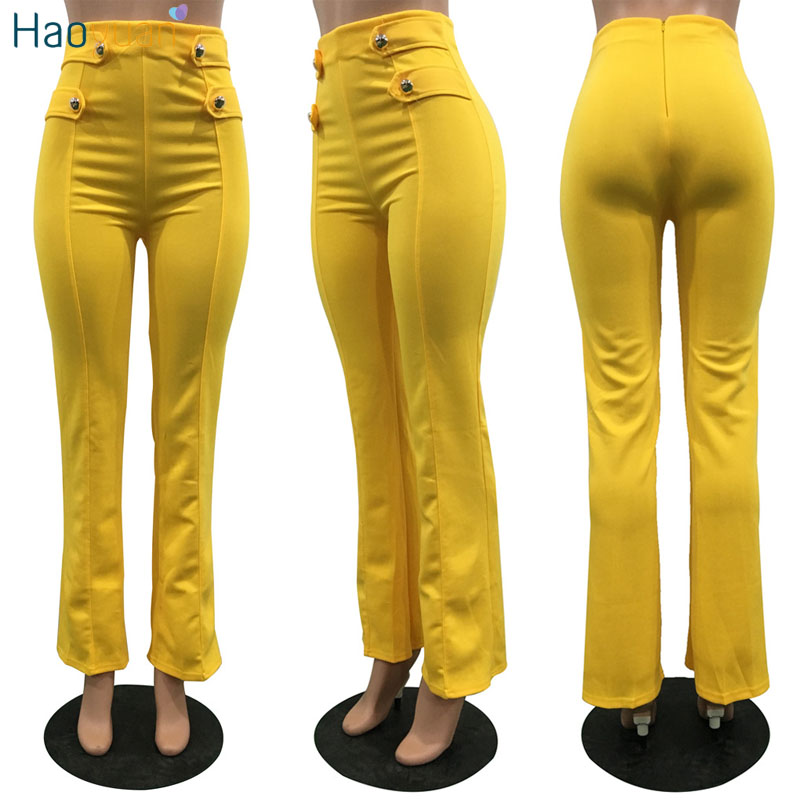 HAOYUAN Casual Loose Palazzo Pants 2017 Women Clothes High Waist Trousers Long Culottes Blue Black White Stretch Wide Leg Pants q1110