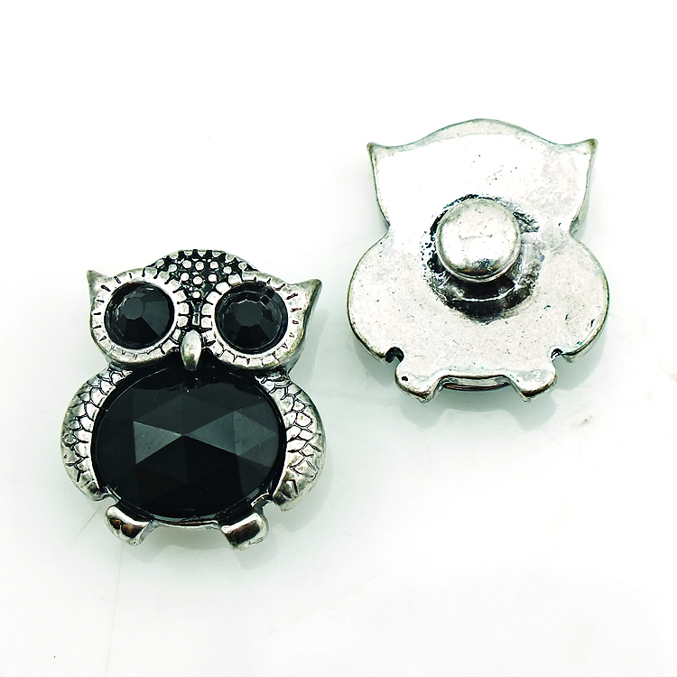High Quantity 3 Color Snap Button Crystal Owl 18mm Metal Clasp Button DIY Interchangeable Jewelry Accessories