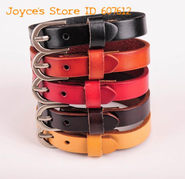 Wholesale-Lot 5PCS G458 Wholesale Men's Women's Simply Cool Plain Single Wrap Genuine Leather Bracelet Bangle Cuff Fashion Jewrly