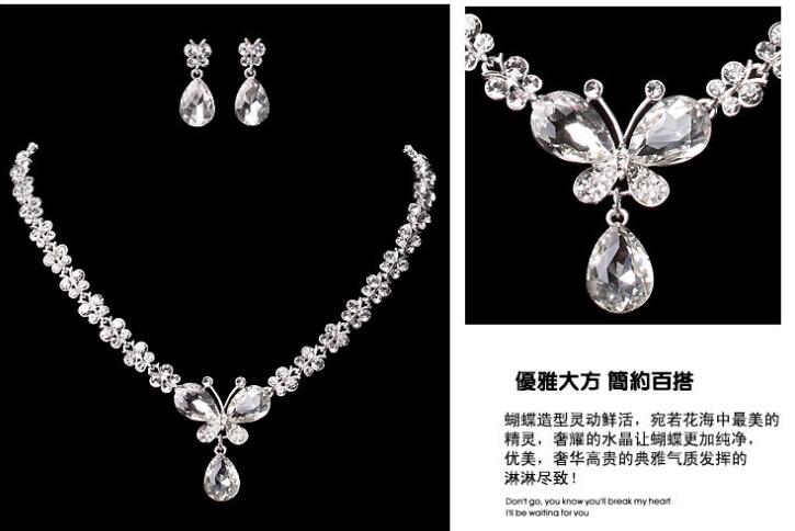Wedding Rhinestone Pearl Necklace+Earrings Wedding Bridal Jewelry Sets wedding accessories bridalmaid dress party hair accessories HT032