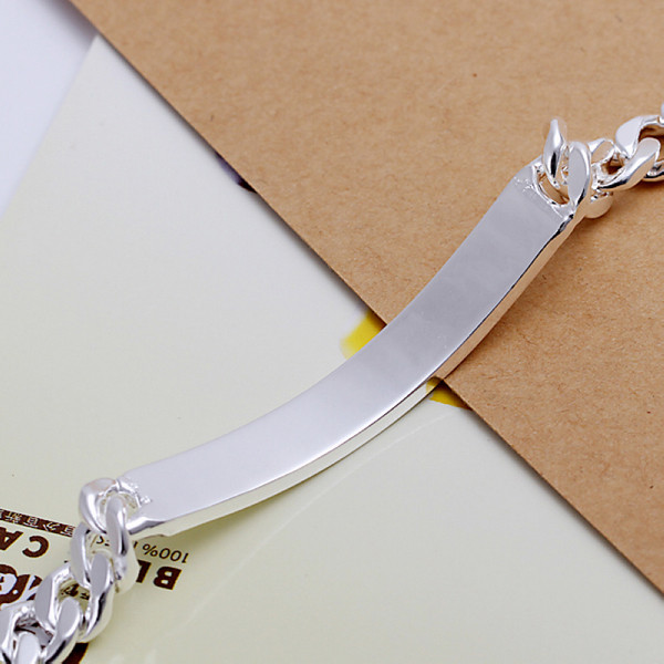 Hot sale gift 925 silver 8M leather bracelet - Men DFMCH182,Brand new 925 sterling silver plated Chain link gemstone bracelets high grade