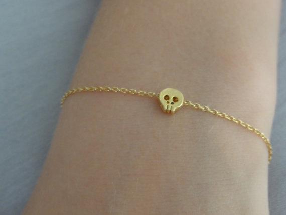 10PCS- B043 Tiny Sugar Skull Bracelet Cute Skeleton Bracelet Simple Animal Skull Face Head Bracelets for women
