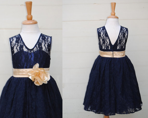 Lace flower girl dress, toddler , navy blue, tulle flower girl dress, blue flower girl dress, navy lace dress