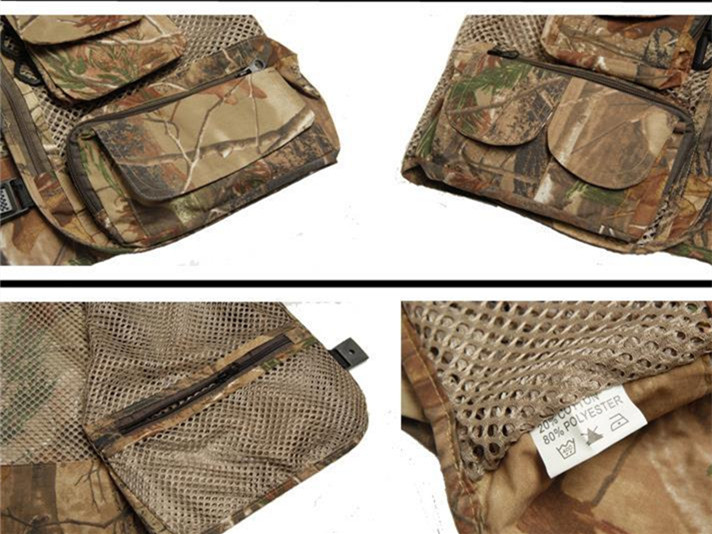 Fall-M-3XLWaterpoor Outdoor Men Casual Camouflage Vests Jungle Bionic Mesh Breathable Vest for Hunting ShootingSleevless Jackets