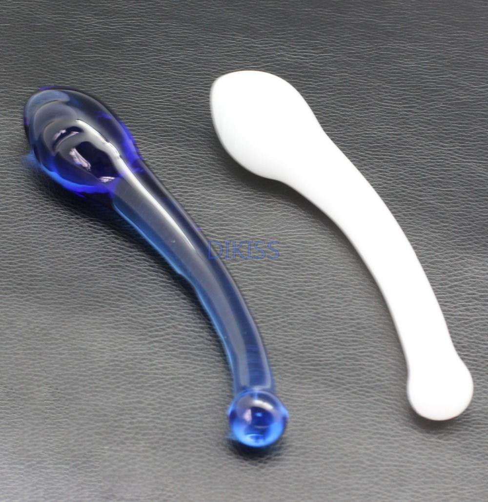 White Jade Glass Massage Massage Masturbator/Anal Plug diameter 3.3cm Glass Dildo for Female, Fashion Wand Masturbation Sex Toys, Art Adul