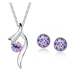 Hot Sale Fashion Silver Plated Crystal Pendants Necklace/Earrings Wedding Accessories Jewelry Sets For Women G450