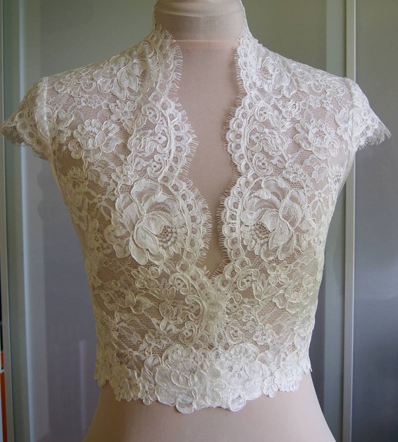 high quality ivory lace bridal jacket with cap sleeve vneck bolero custom made wrap bridal accessories for wedding dress
