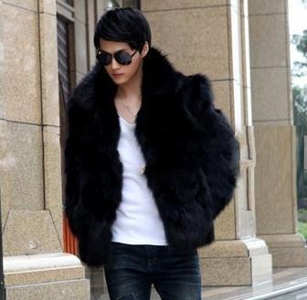 Fall-Mens Faux Fur Coat Cute Brand Elegant Men Waterproof Faux Fur Coat Turn-down Collar Casual Outerwear Solid Color D298