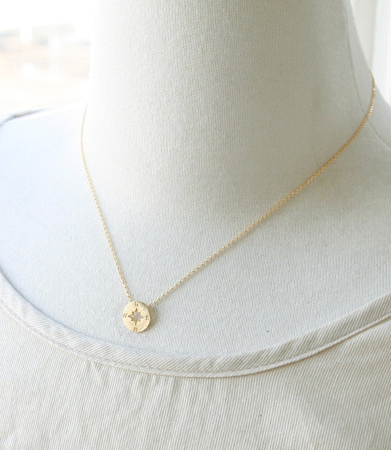 5PCS Round Direction Compass Necklace Circular Compass Necklaces Simple Travel Coin Disk Pendant Charm Jewelry Gifts