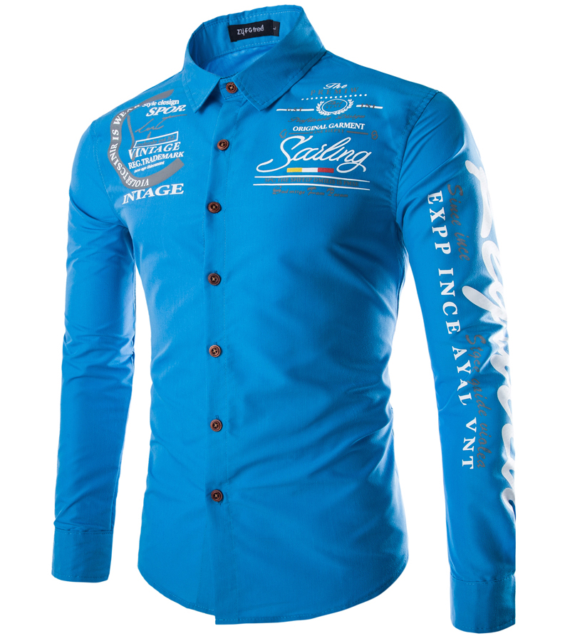 Wholesale-FREE SHIPPING Autumn and winter new men and the United States and Europe printed casual long sleeved shirt A8769