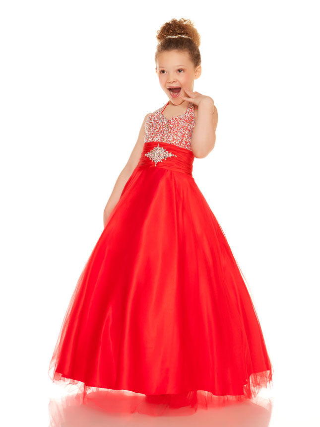 Bright Purple White Red Blue Tulle Halter Flower Girl Dresses Girls' Pageant Dresses Holidays Birthday Dresses Custom SZ 2-14 TF114060