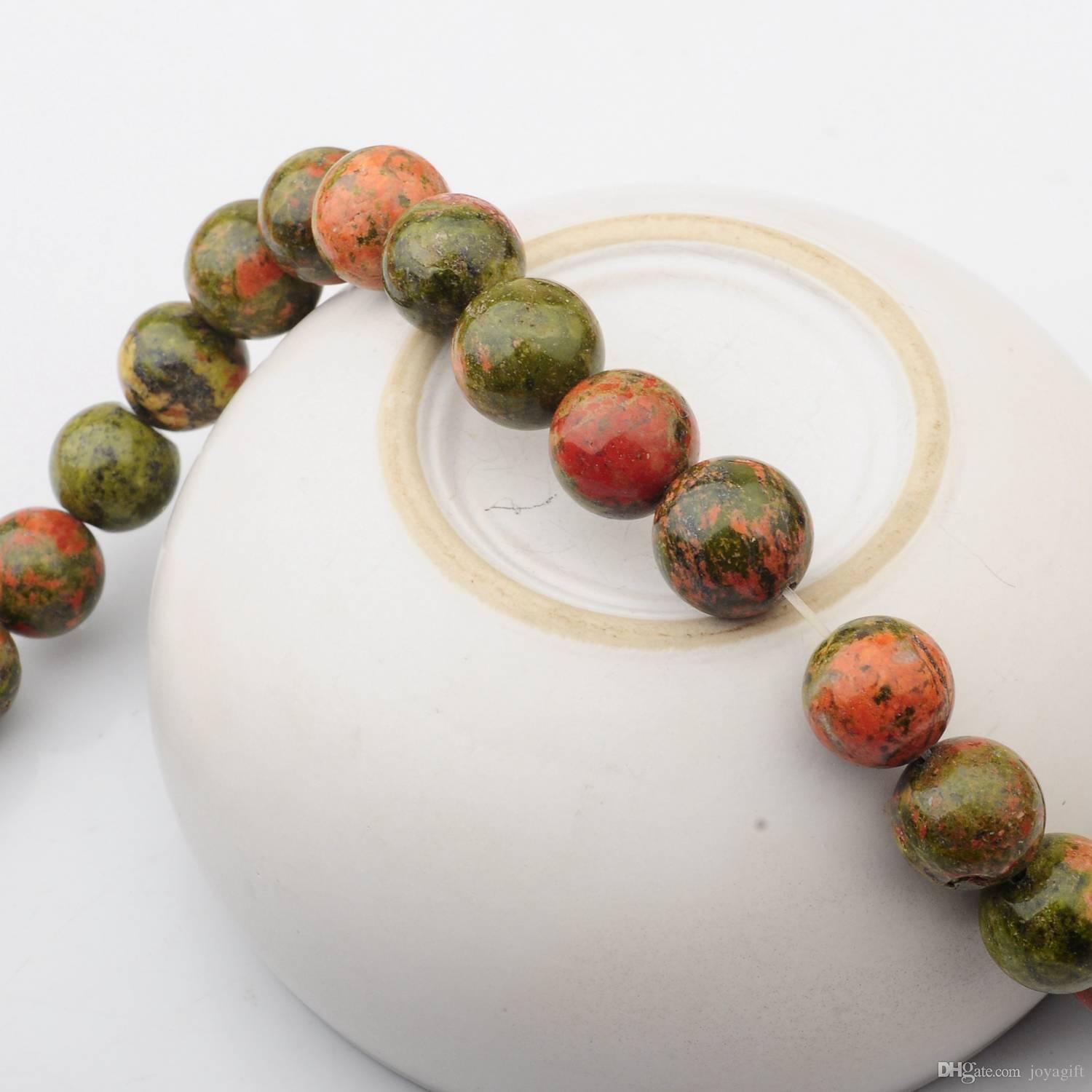 Natural Gemstone Unakite 14mm Round Beads for DIY Making Charm Jewelry Necklace Bracelet loose 28PCS Stone Beads For Wholesales