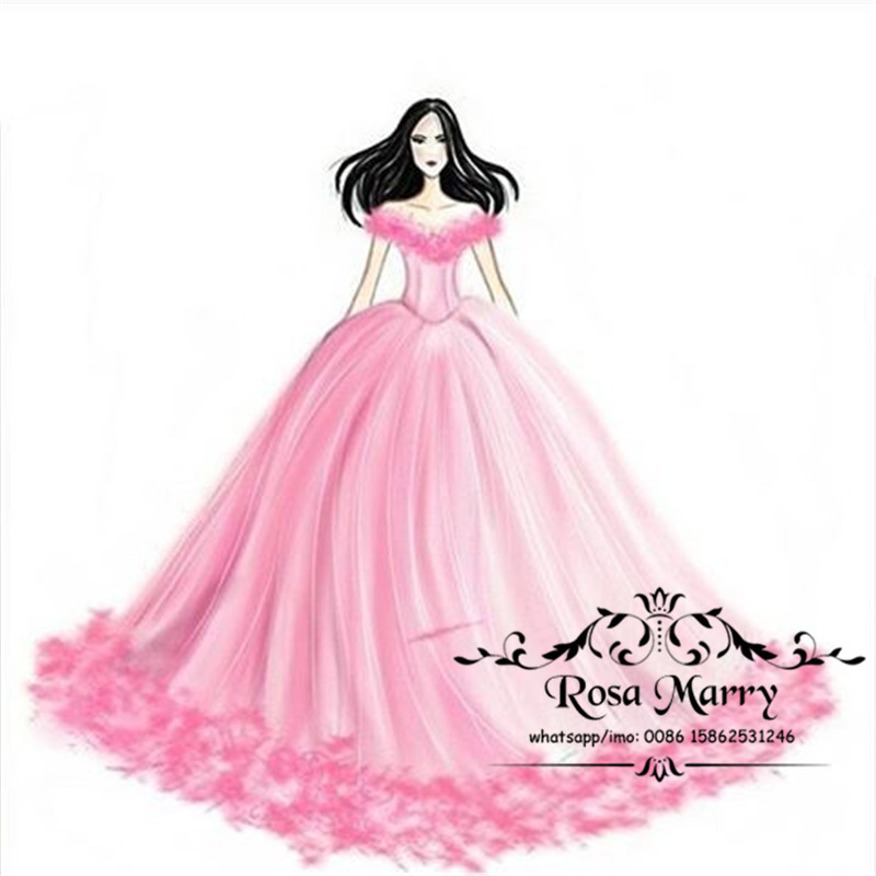 Princess Pink 3D Floral Ball Gown Wedding Dresses 2020 Off Shoulder Flower Plus Size Puffy Tulle Country Beach Dubai Bridal Quinceanera Gown