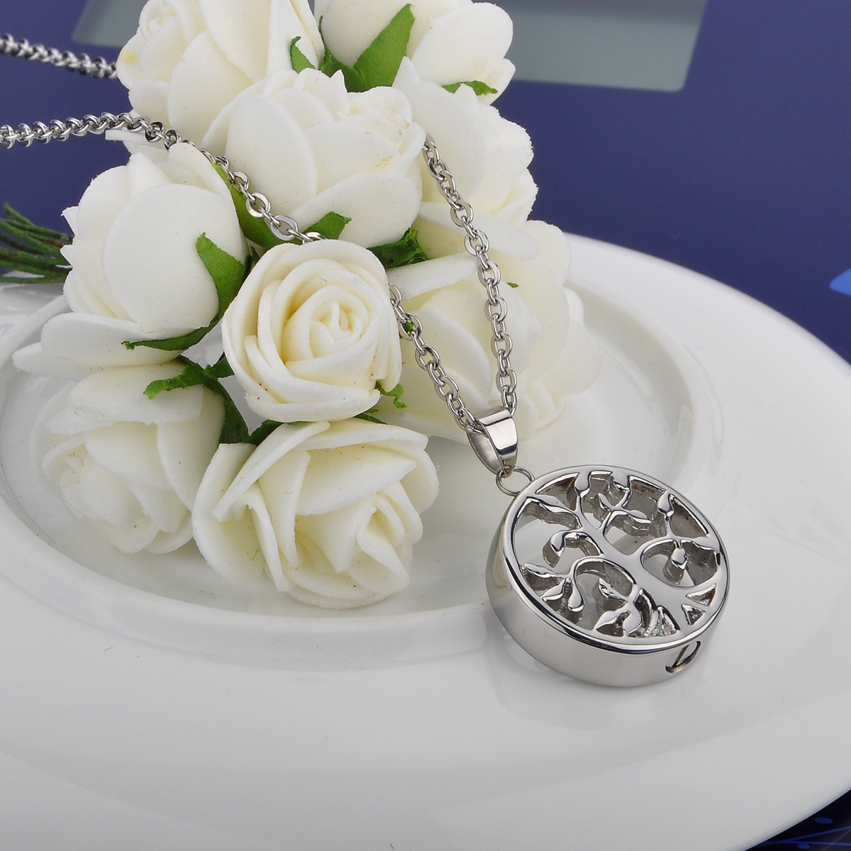 Cremation Jewelry Urn Necklace Memorial Ashes Keepsake Locket Stainless Steel Tree of Life Pendant