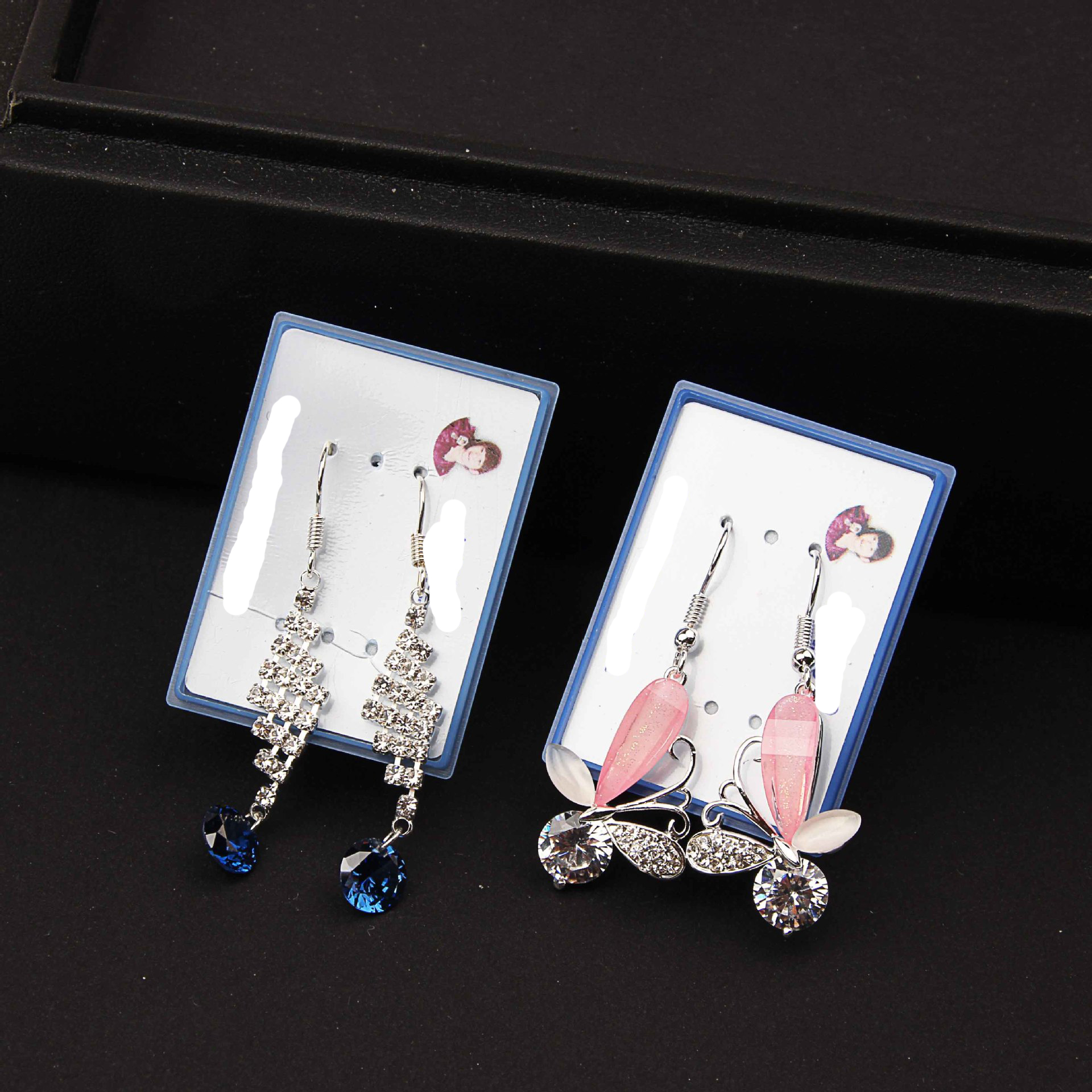 Anti allergy crystal Tassels Earrings Flower Butterfly Peacock love heart Hanging long Earrings box packed mixed 20 style 20Pairs/lot