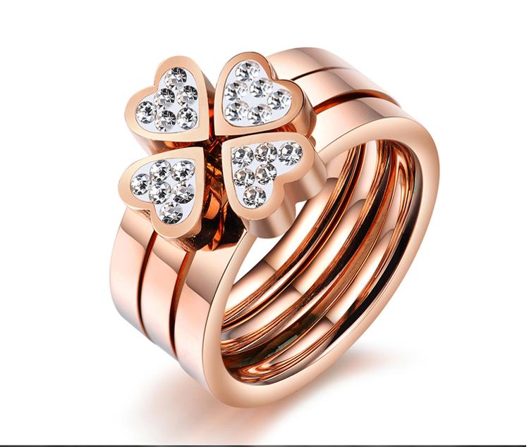 Mixed batch of Korean jewelry happiness Clover temperament rose gold diamond triple love titanium steel ring female
Mixed batch of Korean jewelry happiness Clover temperament rose gold diamond triple love titanium steel ring female