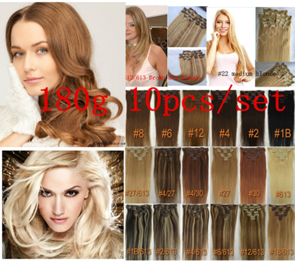 Wholesale - 180g/pc 10pc/set 100% real human hair/brazilian hair clips in extensions real straight full head high quality, 1b# natural color
Wholesale - 180g/pc 10pc/set 100% real human hair/brazilian hair clips in extensions real straight full head high quality, 1b# natural color