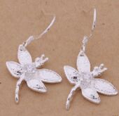 Fashion (Jewelry Manufacturer) 40 pcs a lot Dragonfly with diamond earrings 925 sterling silver jewelry factory price Fashion Shine Earring