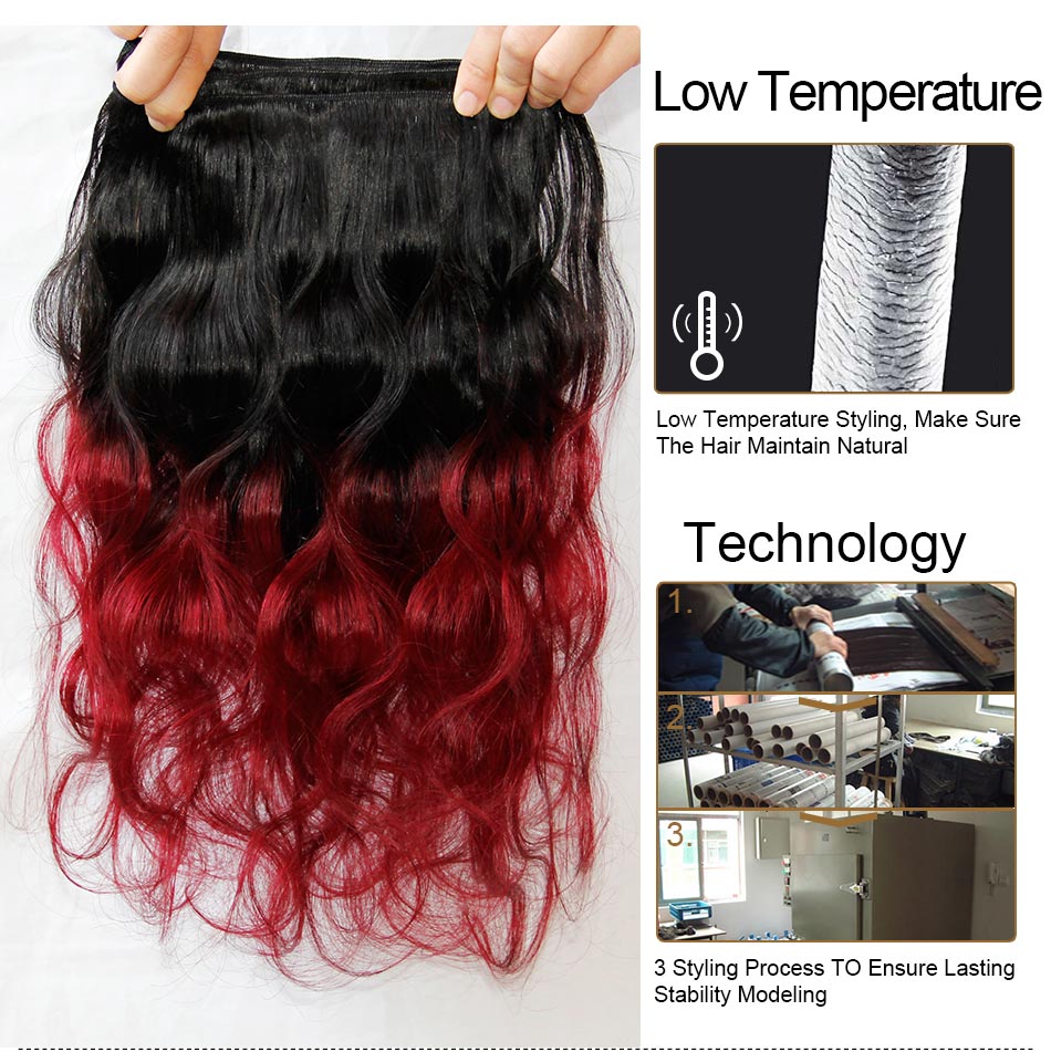 Ombre Brazilian Virgin Hair Weaves Two Tone 1B/99J Burgundy Wine Red Peruvian Malaysian Indian Cambodian Body Wave Human Hair Extensions