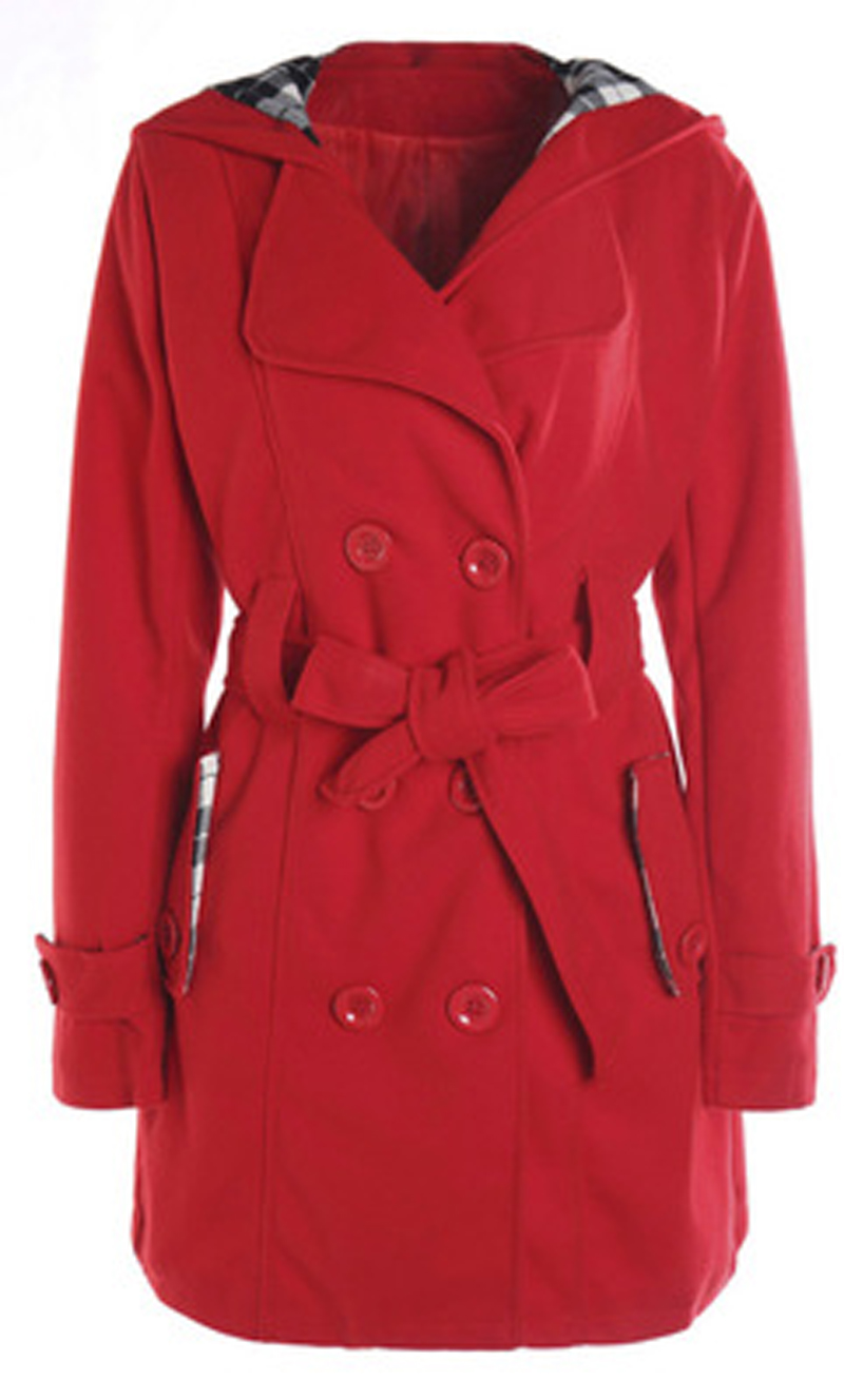Women's Jackets Wholesale- LOHILL 2021 Womens Fashion Woolen Double Breasted Pea Coat Casual Hoodie Winter Warm Jacket1