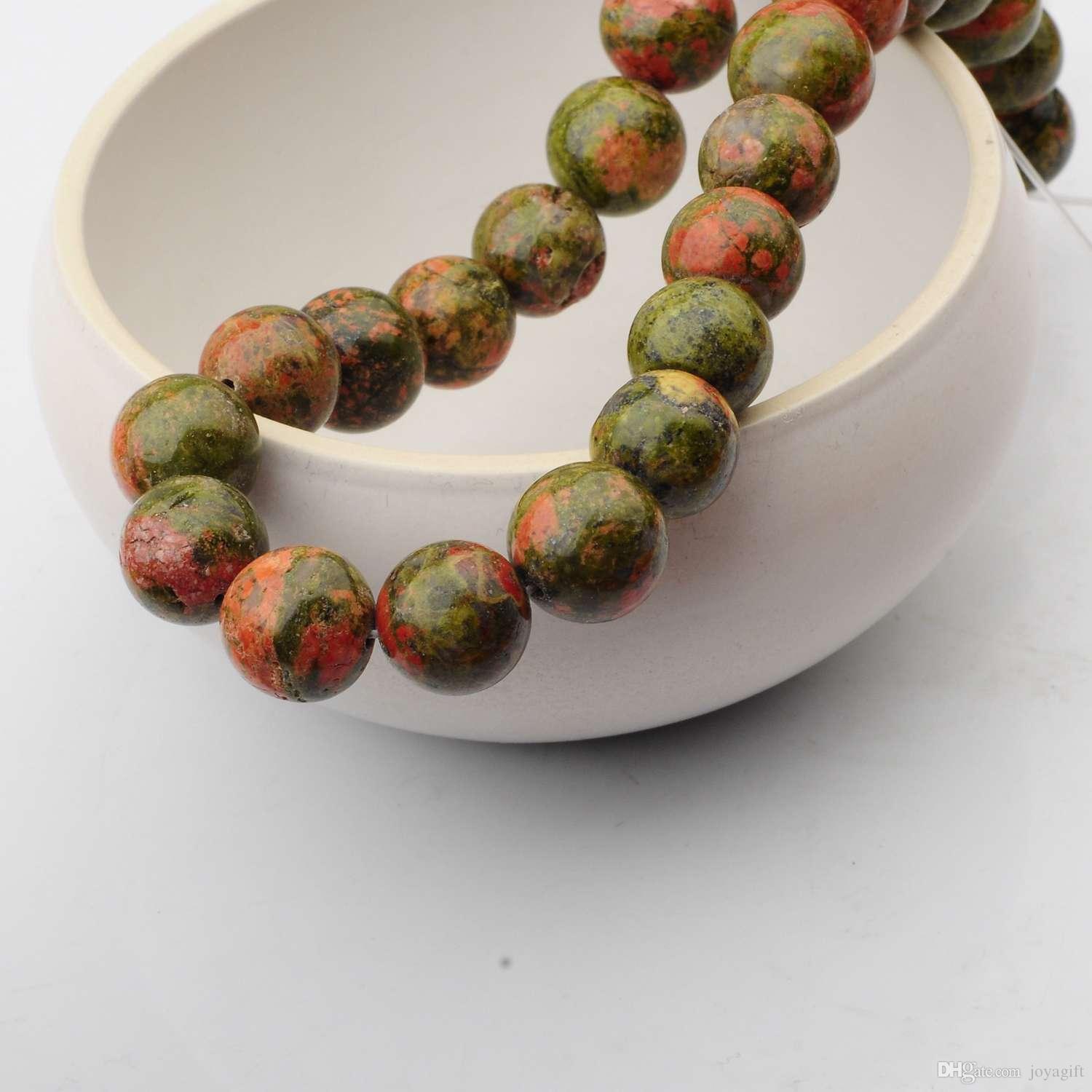 Natural Gemstone Unakite 14mm Round Beads for DIY Making Charm Jewelry Necklace Bracelet loose 28PCS Stone Beads For Wholesales