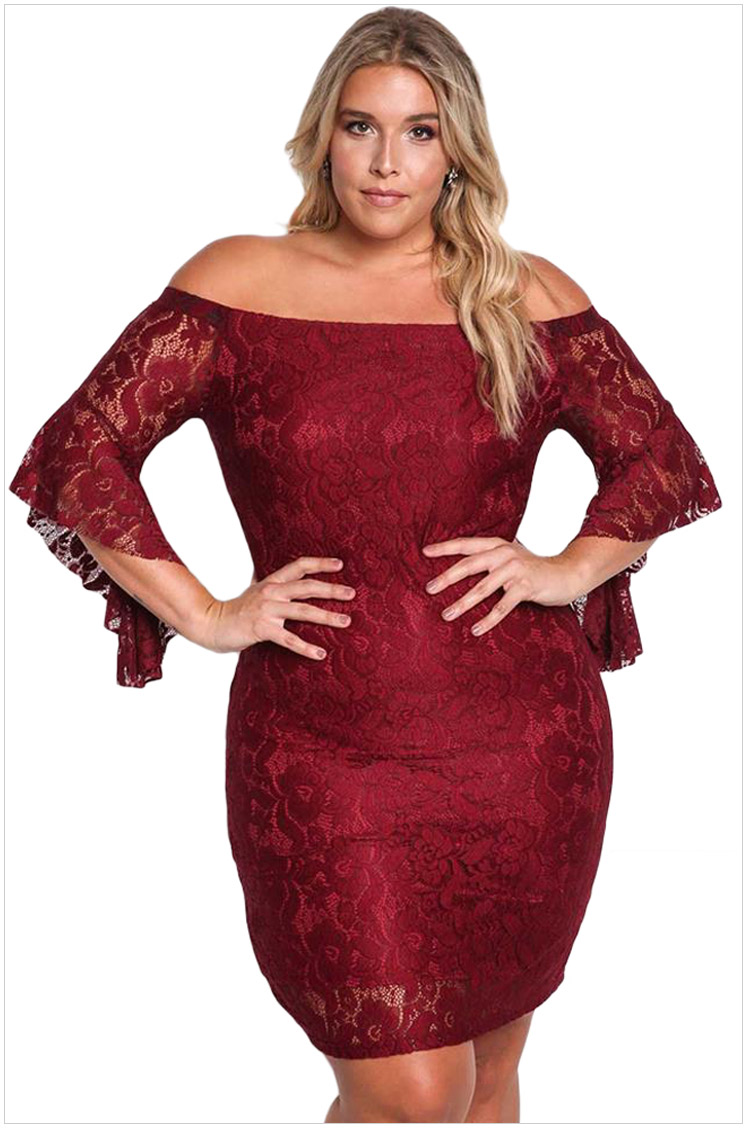 Women's Plus Size Off Shoulder 3/4 Sleeve Lace Clubwer Party Dresses Vestidos Size: XXL XXXL DLM61779, Red
Women's Plus Size Off Shoulder 3/4 Sleeve Lace Clubwer Party Dresses Vestidos Size: XXL XXXL DLM61779, Red