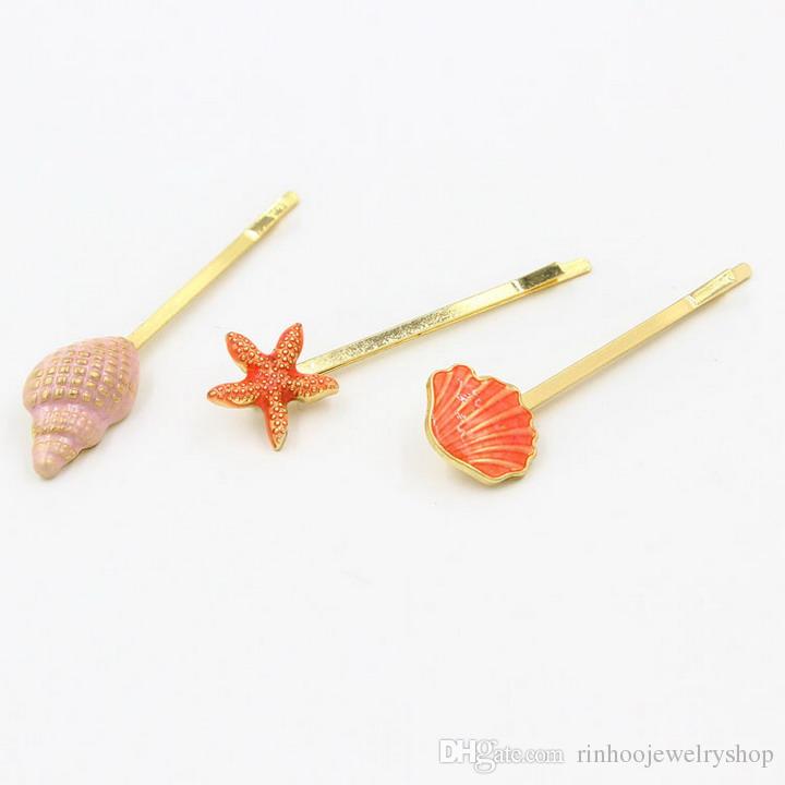 Lovely 3Pcs/set bride wedding hairpin sea shell A set of three hairclips Europe and the United States foreign trade jewelry wholesale brand