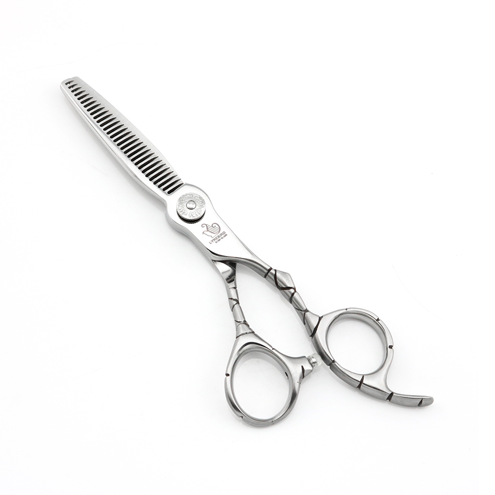 Professional hair scissors 6 INCH Lyrebird HIGH CLASS barber scissors Curved line Handle Engraved Flower Screw Matte silvery handle NEW S2563