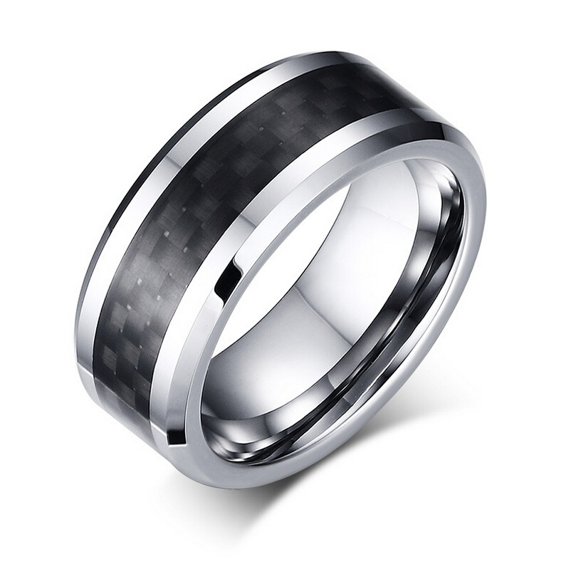 8mm Tungsten Steel Wedding Band Mens & Womens Tungsten Ring with Black Carbon Fiber Inlay Free Engraving
8mm Tungsten Steel Wedding Band Mens & Womens Tungsten Ring with Black Carbon Fiber Inlay Free Engraving