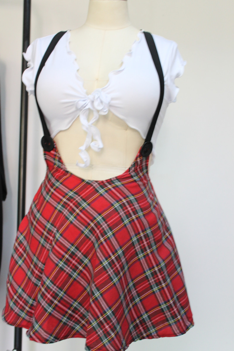 Wholesale-Hot sale 2016 Ladies Plaid costumess for role playing schoolgirl uniform Sexy Study Partner School girl adult costume LC8872